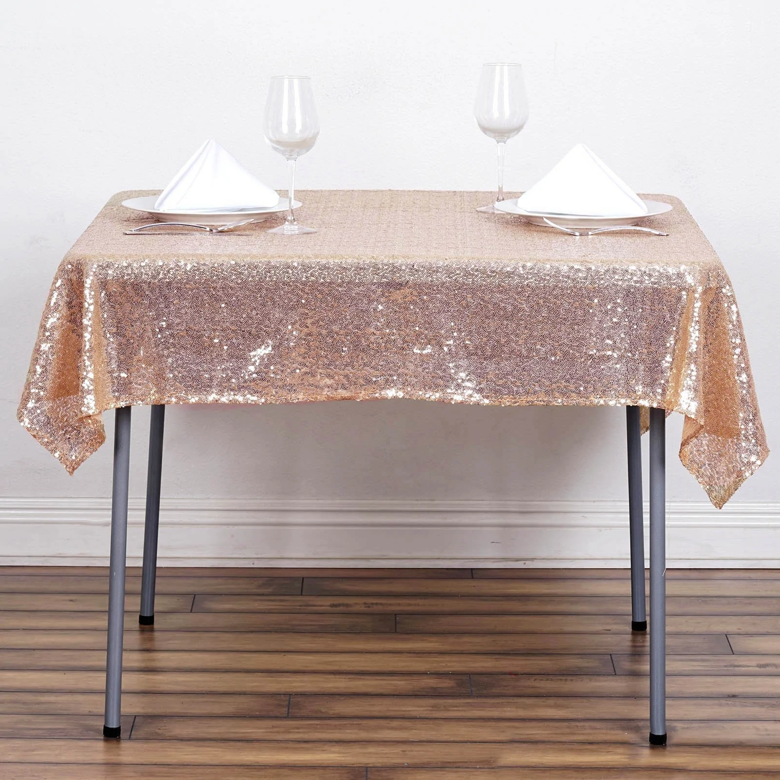 Rose Gold - 54&quot; Tablecloths Square LUXURY COLLECTION Duchess Sequin Wedd... - £32.39 GBP