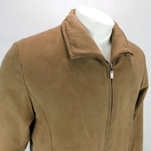 London Fog Women All Weather Suede Brown Jacket Coat Lined Sz L Petite - $25.99