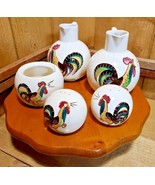 Helen Motney VTG 1940s California Pottery Rooster Condiment Set Wood/Laz... - $144.90 CAD
