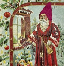 1908 Old World Santa With Real Silk Hat and Toys Antique Christmas Postc... - £27.19 GBP