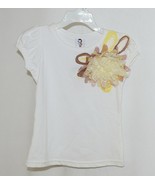 Cute Princess White Cap Sleeve Shirt Large Yellow Brown Flower Size 3 to... - £10.15 GBP