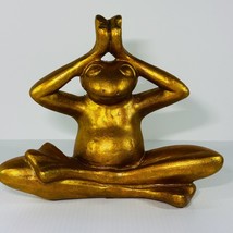 Meditating Frog Statue Figurine 9 Inches Tall X 10 Inches Wide Gold Color - £27.15 GBP