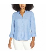 ORVIS Women&#39;s Size XL Linen Blend Long Tab Sleeve Blue Shirt NWT - £11.99 GBP