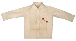 VTG 50s Boys White Cotton School Shirt w/ Tie Red Monogram RFD 28 Chest - $49.95