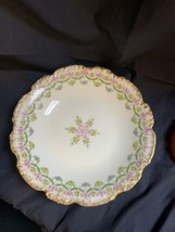 J P Limoges 9 1/2 Inch Bowl with Floral Garland Border - $21.56