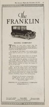 1921 Print Ad Franklin Automobile Company Cars Made in Syracuse,New York - £14.76 GBP
