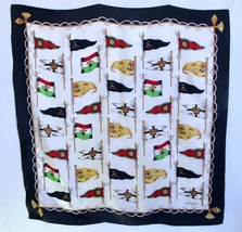 Vintage Ellen Tracy Silk Scarf Nautical Flags Pennants 34&quot; Square Red White Blue - £21.65 GBP