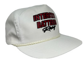 Vintage Interstate Batteries Racing Hat Cap Auto White Rope Strap back Otto - $19.79