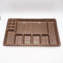 Brown Wood Tone Max Klein Sewing Box Desk Organizer Plastic Faux Wood Tray - £11.86 GBP