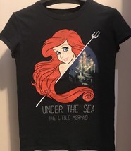 Disney The Little Mermaid Under The Sea Women&#39;s Black T-Shirt Graphic De... - £19.56 GBP