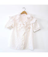 Vintage Woman&#39;s Polka Dot Print Ladies Button Up Shirt Medium - £20.35 GBP