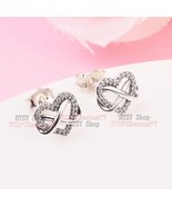 2023 Mother&#39;s day Release Sterling Silver Sparkling Infinity Heart Stud ... - £13.23 GBP