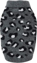 Snow Leopard Turtleneck Dog Sweater Charcoal Gray Black Fall Winter Fuzz... - $27.26 CAD