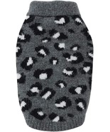 Snow Leopard Turtleneck Dog Sweater Charcoal Gray Black Fall Winter Fuzz... - $374.62 MXN