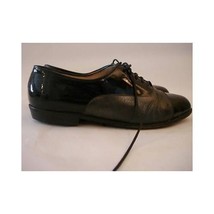 Vintage 1960s Ladies Shoes -ILARIO 1898- Black Patent Leather Lace up Flats - £31.64 GBP