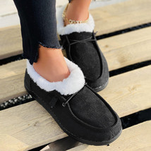 Women Winter Warm Loafers Ladies Short Plush Flats Female Solid Round Toe Casual - £27.39 GBP