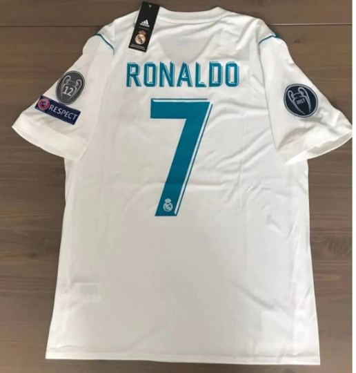 maglia retrò real madrid home soccer jersey 2017/2018 ucl patch uomini ronaldo 7