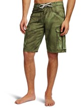 Bench Carlo Mens Swimm Faux Cargo Sublimation Print Green Boardshorts Be... - £35.35 GBP