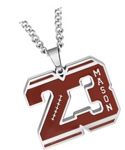 Custom Football Necklace Stainless Steel Personalized - $102.64