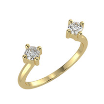 Natural Double Round Duo Diamond Open Ring in 14K Solid Yellow Gold 0.23 TCW - £546.90 GBP