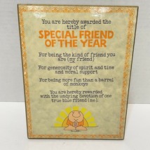 Vintage Ziggy Special Friend of the Year Tom Wilson Free Stand Plaque 7.... - $14.02