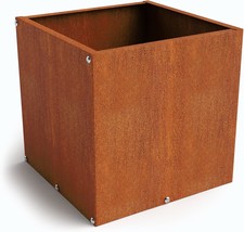 Diy Cartel Corten Steel Cube Outdoor Planter Box, Rustic &amp;, 12In X 12In ... - $119.99