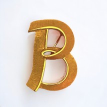 Crown Trifari Brooch Pin Letter “B” Brushed Gold Tone 1&quot; Initial 1960s T... - £14.90 GBP