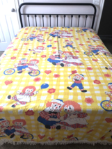 VTG Raggedy Ann &amp; Andy Coverlet Fabric Thin Light Bedspread Fringe Edge 108&quot;x80&quot; - £74.08 GBP
