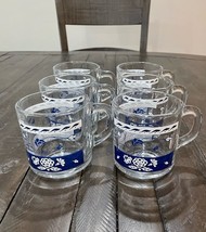 Anchor Hocking Clear Glass Blue Old Blue Onion Floral Scene Mugs Set Of ... - $834.99 MXN