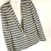 Cole Haan New York Blazer Jacket Striped Nubby Cotton Womens Size 4 - £39.48 GBP