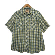 VTG Wrangler Shirt Mens 2XL Green Pearl Snap Sawtooth Plaid Western Rode... - $372.21 MXN