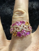 18K Rose Gold Plated Sterling Silver Pink Sapphire Ring  - £79.20 GBP