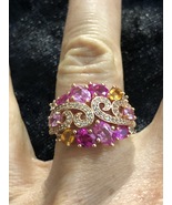 18K Rose Gold Plated Sterling Silver Pink Sapphire Ring  - £78.60 GBP