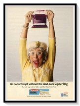Glad-Lock Zipper Bag Funny Print Ad Vintage 1993 Magazine Advertisement - £7.59 GBP
