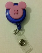 Mickey Mouse badge reel key ID holder lanyard retractable Disney scrubs RN Pink - £6.79 GBP