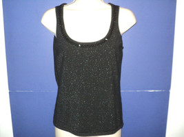 For the RepublicTank Top Size Small Sleeveless Black Metallic 53% Silk Stretchy - £11.44 GBP