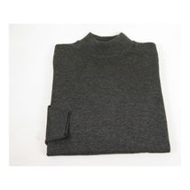 Men's Sweater Knit By BRANGO Turkey Mock Neck Cotton Blend 21050 Charcoal image 3