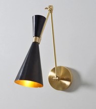 Mid Century Wall Sconce Wall Light Lamp Handmade Brass &amp; Black For Christmas - £127.19 GBP