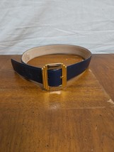 Liz Claiborne Accessories Navy Blue Belt Gold Buckl Genuine Bonded Leath... - $374.48 MXN