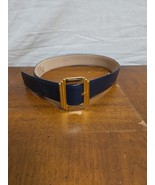 Liz Claiborne Accessories Navy Blue Belt Gold Buckl Genuine Bonded Leath... - $372.25 MXN