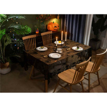 Halloween Tablecloth 53&quot;x71&quot; Cobweb Skull Lace Mesh Fabric Home Table Decor - £14.26 GBP