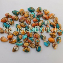 5x8mm copper mohave turquoise pear cabochon loose gemstone lot 20 pcs - £11.90 GBP