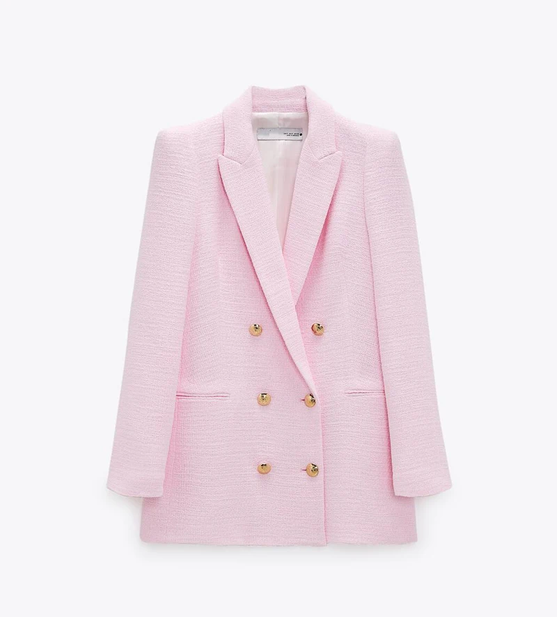 Garaouy   Spring Autumn Blazer Women White Pink Tweed Blazers Jackets Chic Butto - £161.06 GBP