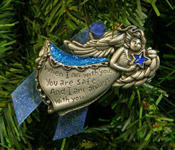 Words Of An Angel &quot;When I Am With You,You Are Safe...&quot; Pewter Christmas Ornament - £7.82 GBP