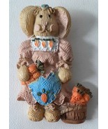 Mrs EASTER BUNNY Brooch Pin Basket Full of Carrots Resin 2 1/4 inches Tall - $13.69 CAD