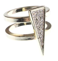 NEW Jules Smith 14K Gold Plated Cubic Zirconia Crystal Pavé Triangle Ring 6 NIB - £15.04 GBP