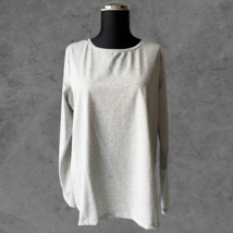 Talbots Sparkly Silver Scoop Neck Long Sleeve Stretch Knit Shirt - Women... - $18.95
