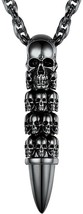 PROSTEEL Skull Bullet Charm Necklace And Pendant,Men/Women,Punk - £36.57 GBP