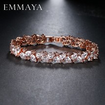 New Trendy Unique Jewelry Rose Gold Color Charm AAA+ CZ Crystal Female Bracelets - £17.13 GBP