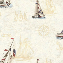 Nautical Map Sailors Knots Wallpaper Chesapeake Wallcoverings BBC47501 - £31.32 GBP